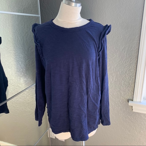 Navy top with ruffled shoulders - Picture 1 of 2